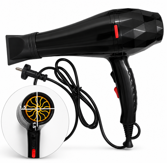 Black Hair Dryer with 3000W & 5-Temperature Control